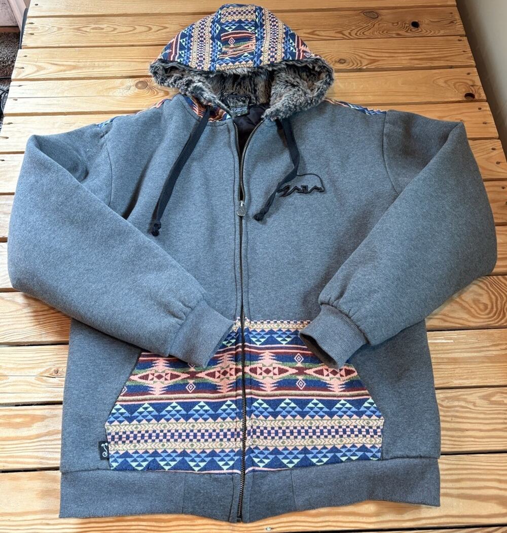 Grassroots California Men’s Full zip Hoodie Plush Jacket Size XL Grey M3